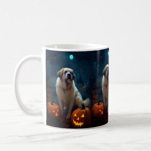 Halloween Sint Bernard Met Pompoenen Eng Koffiemok (Links)