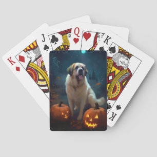 Halloween Sint Bernard Met Pompoenen Eng Pokerkaarten