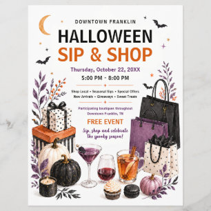 Halloween Sip & Shop Winkel Evenement Flyer