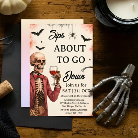 Halloween "Sips About To Go Down" Skelet Kaart