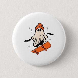 Halloween Skateboard Boo Retro Halloween Boys Mann Ronde Button 5,7 Cm