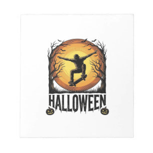 Halloween Skateboard Maan Vintage Vector Design_1 Notitieblok