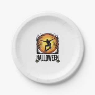 Halloween Skateboard Maan Vintage Vector Design_1 Papieren Bordje