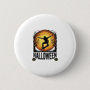 Halloween Skateboard Maan Vintage Vector Design_1 Ronde Button 5,7 Cm