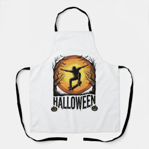 Halloween Skateboard Maan Vintage Vector Design_1 Schort