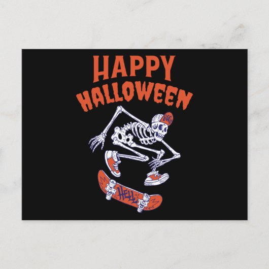 Halloween Skateboard Skeleton Briefkaart (Voorkant)