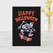 Halloween Skateboard Skeleton Kaart (Gele Bloem)