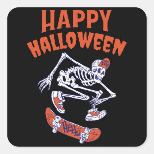 Halloween Skateboard Skeleton Vierkante Sticker