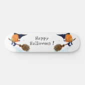 Halloween Skateboard Witch Citrouille Flying Broom (Horz)