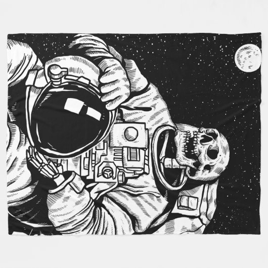 halloween skelet astronaut fleece deken (Voorkant (Horizontaal))