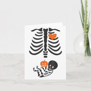 Halloween Skelet Baby Ribbenkast Zwangere Pompoen Kaart