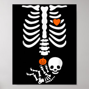 Halloween Skelet Baby Ribbenkast Zwangere Pompoen Poster