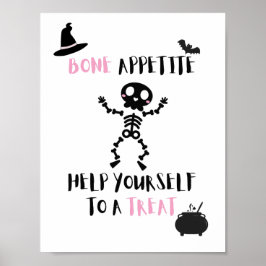 Halloween skelet Bone Appetite porch deur snoep Poster