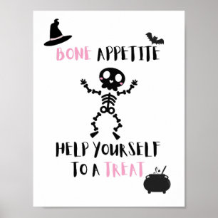 Halloween skelet Bone Appetite porch deur snoep Poster
