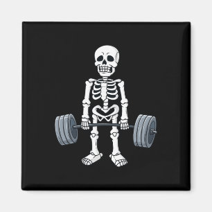 Halloween Skelet Deadlift Fun Fitness Gewichtheft Magneet