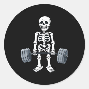 Halloween Skelet Deadlift Fun Fitness Gewichtheft Ronde Sticker