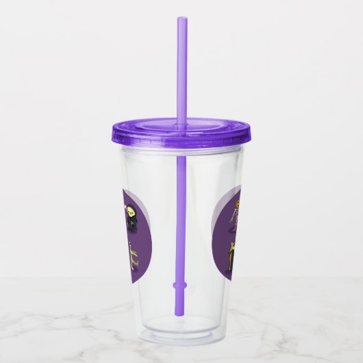 Halloween Skelet Dracula Mummy Grim Reaper Acryl Drinkbeker (Rechts)