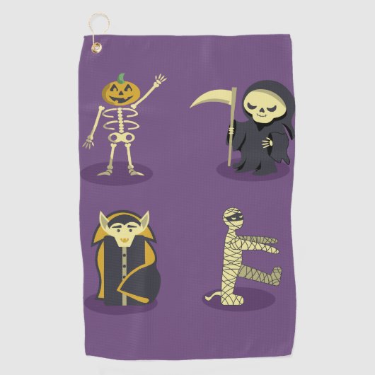 Halloween Skelet Dracula Mummy Grim Reaper Golfhanddoek (Voorkant)