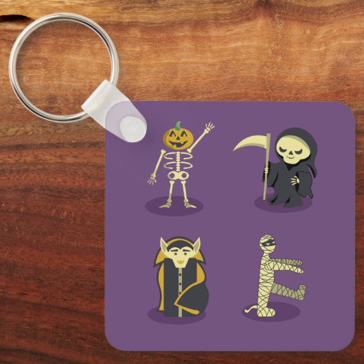 Halloween Skelet Dracula Mummy Grim Reaper Sleutelhanger (Voorkant)