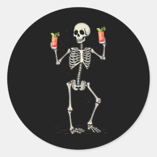 Halloween Skelet Drink Bloody Mary Tail Ronde Sticker
