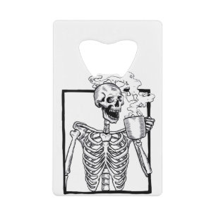 halloween skelet drink koffie grappig kredietkaart flessenopener