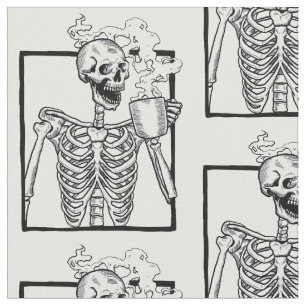 halloween skelet drink koffie grappig stof
