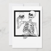 halloween skelet drinkend wijn schedel grappig kaart (Voorkant)