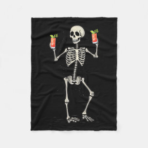 Halloween Skelet Drinkt Bloody Mary Staart Fleece Deken