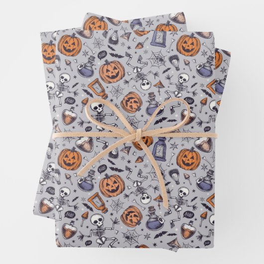 Halloween Skelet en Potions Patroon Inpakpapier Vel (In situ)