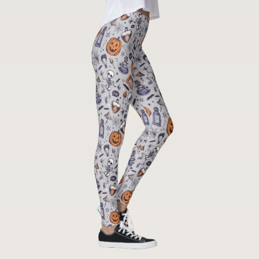Halloween Skelet en Potions Patroon Leggings (Rechts)