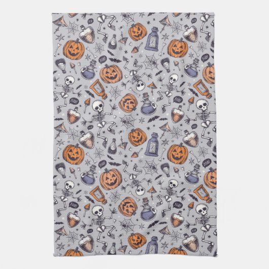 Halloween Skelet en Potions Patroon Theedoek (Verticaal)