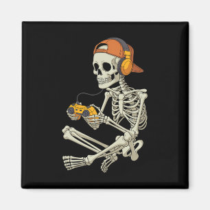 Halloween Skelet Gamer Video Games Jongens Mannen  Magneet