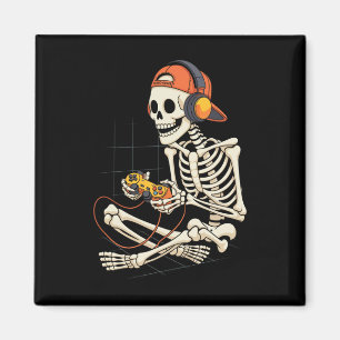 Halloween Skelet Gamer Video Games Jongens Mannen  Magneet