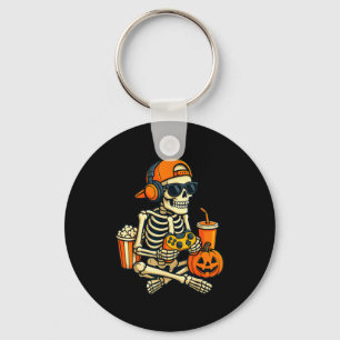 Halloween Skelet Gamer Video Games Jongens Mannen Sleutelhanger