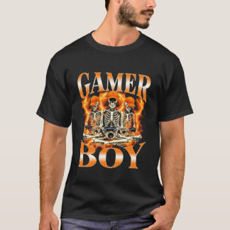 Halloween Skelet Gamer Video Games Jongens Mannen  T-shirt