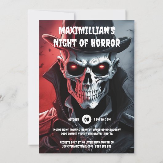 Halloween skelet geraakt man schedel gezicht gloei kaart (Voorkant)