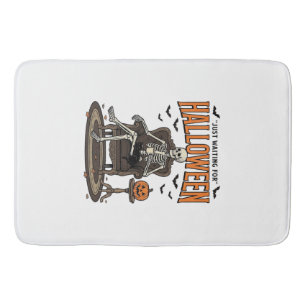 Halloween skelet gewoon wachtend grappig vintage_1 badmat