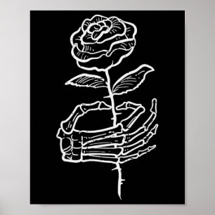 Halloween Skelet Hand Roos Gothic Kostuum Vrouwen  Poster