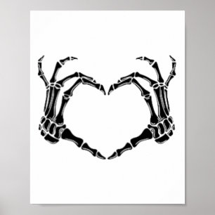 Halloween Skelet Hart Handen Poster