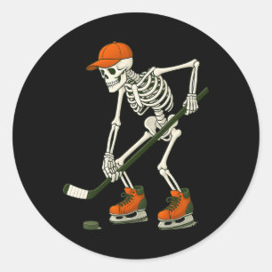 Halloween skelet ijshockey kostuum grappige mannen ronde sticker