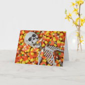 Halloween skelet in snoepmais kaart (Gele Bloem)