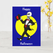 Halloween Skelet in Tuxedo Suit Kaart (Gele Bloem)