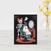 Halloween Skelet Kapsalon Kapper  Kaart (Gele Bloem)