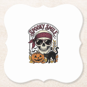 Halloween Skelet Kat Vintage Pompoen Grafisch_1 Kartonnen Onderzetters