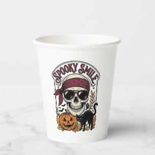 Halloween Skelet Kat Vintage Pompoen Grafisch_1 Papieren Bekers