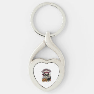 Halloween Skelet Kat Vintage Pompoen Grafisch_1 Sleutelhanger