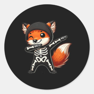 Halloween Skelet Kinder Vrouwen Mannen Fox Ronde Sticker