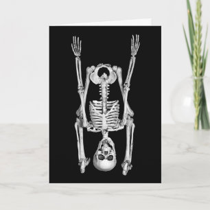Halloween Skelet Kopstand Kaart