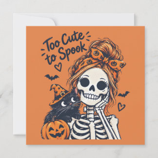 Halloween Skelet Meisje Te Schattig Om Te Bang Te Feestdagenkaart