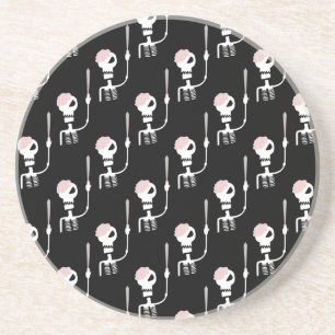 Halloween skelet met een zwaard zandsteen onderzetter